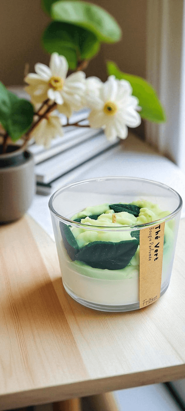 🍵 Bougie parfumée chantilly – Thé Vert