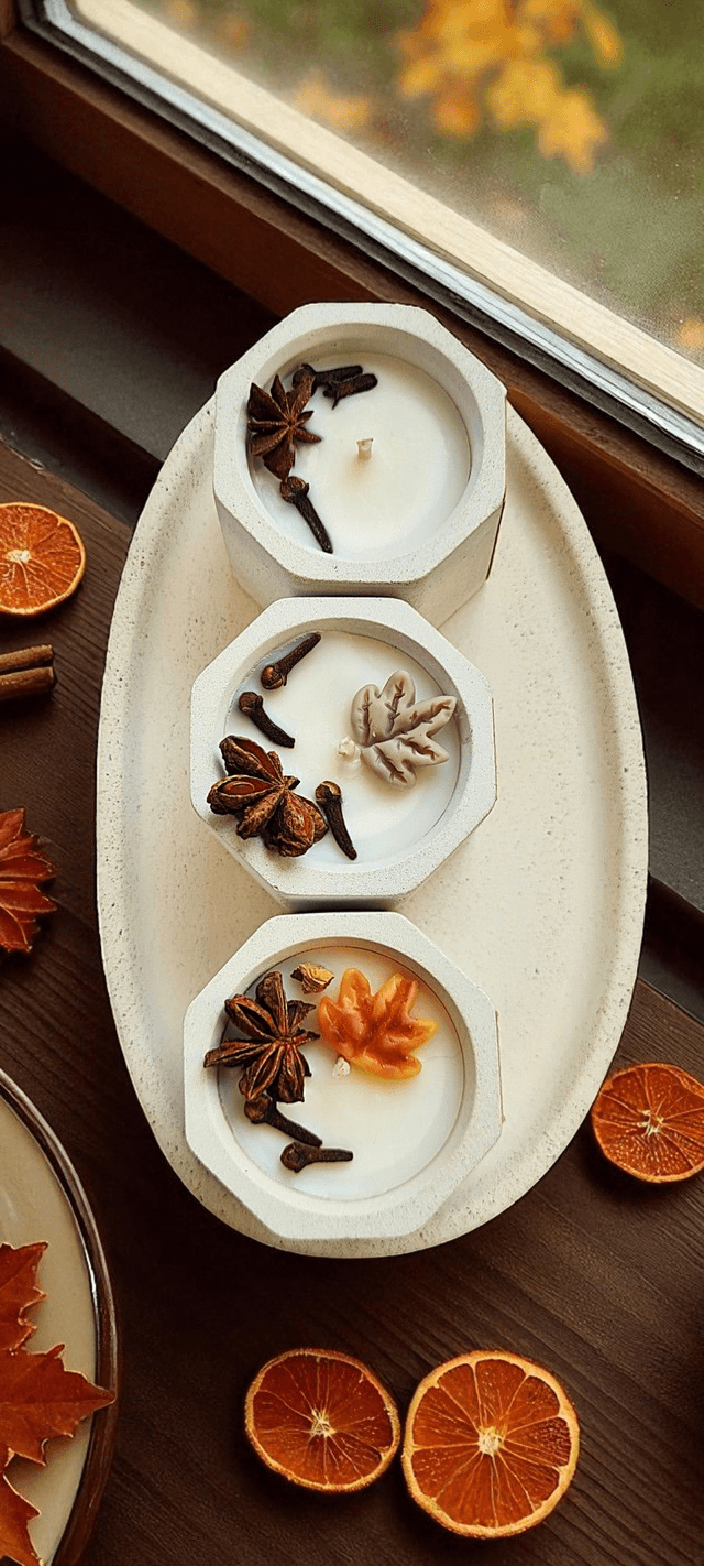 ✨ Trio de bougies automnales – Bois d’Olivier, Délice de Chaudron & Vanille Épicée