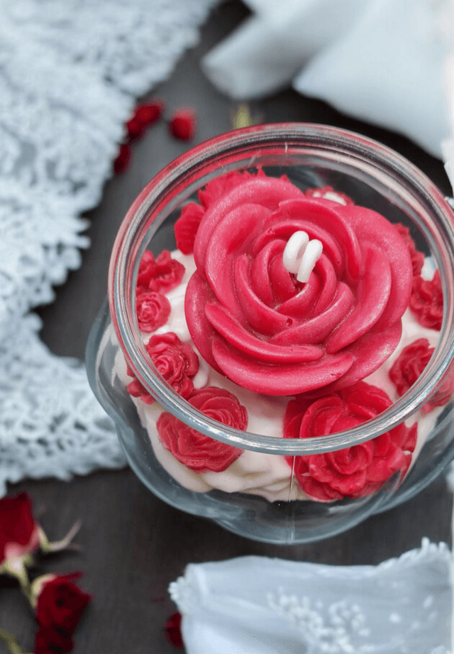 Rose - verre photophore